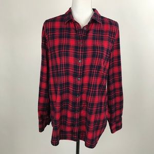 J. Crew Red Navy Plaid Boy fIt Shirt